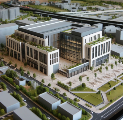 Erzincan'da Ari Mimari Model Yapımı tarafından yapılmış, modern bir binanın ayrıntılı mimari modeli.