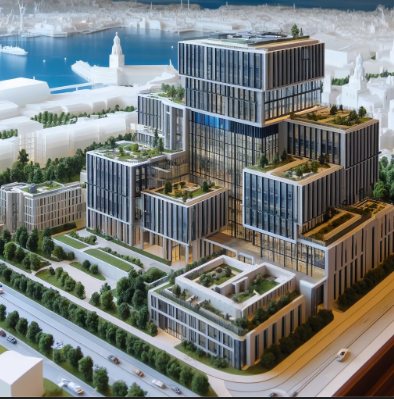 Hatay'da Ari Mimari Model Yapımı tarafından oluşturulmuş modern bir binanın detaylı mimari modeli.