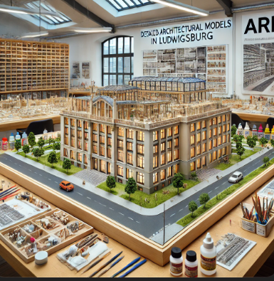 Ari Mimari Model Yapımı tarafından Ludwigsburg'da yapılan detaylı bir mimari maket.