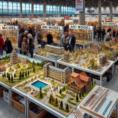 Sivas Model Yapımı Fuarı'nda Ari Mimari Model Yapımı standında sergilenen detaylı maket modelleri.