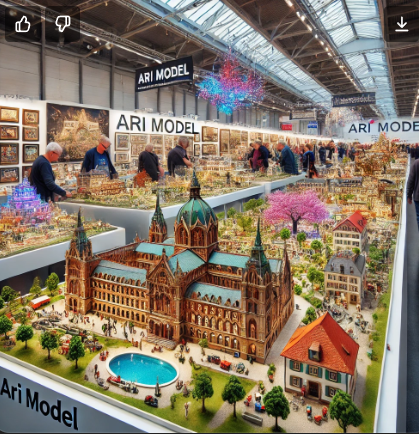 Konstanz Model Yapımı Fuarı'nda Ari Mimari Model Yapımı tarafından sergilenen detaylı mimari modeller.